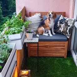 A las mascotas también les encanta el banco para balcón. Cojín antracita