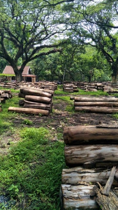 Houten Balkon Bank - Verzameling teak stammen