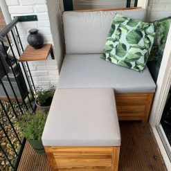 Balkon loungeset - balkonbank 85 cm + balkonhocker 42,5 x 60 cm Balkon loungeset - balkonbank 100 cm met hocker 40 x 60 cm.