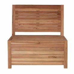 Banco de madera para balcón con almacenaje - 85 x 80 x 90 cm - con almacenaje. Vista frontal