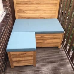 Ensemble de salon de balcon - Banc de balcon 100 cm avec hocker 42,5 x 42,5 cm - Sky Blue