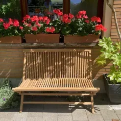 Inklapbare tuinbank van teakhout. In 100 en 120 cm