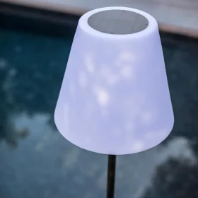 Standy Solar gulvlampe til udendørsbrug med LED-lys, genopladelig og dæmpbar, metalfod, varm hvid farve, højde 150 cm