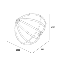 Gaya Lite - Houten Hangstoel met kussen - Kies uit drie stofkleuren - 103 (h) x 100 (b) x 82 (d) cm Gaya Lite - Houten Hangstoel - Maattekening