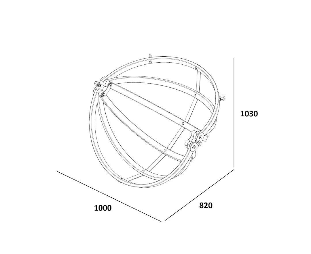 Gaya Lite - Houten Hangstoel met kussen - Kies uit drie stofkleuren - 103 (h) x 100 (b) x 82 (d) cm Gaya Lite - Houten Hangstoel - Maattekening